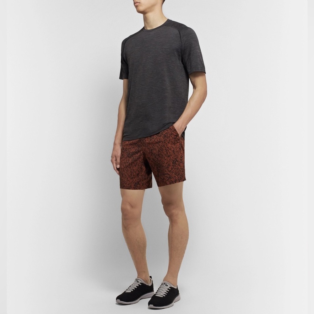 Lululemon Pace Breaker Lined Shorts 9" In Plateau Dark Terracotta Black Size S